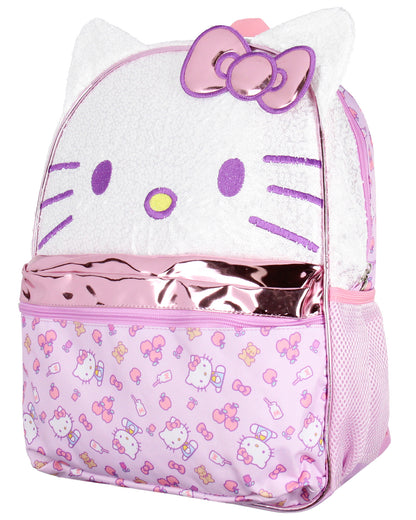 Sanrio Hello Kitty Sequin Bow Zipper Pull School Travel 16" Backpack For Kids