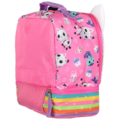 Gabby's Dollhouse Lunch Box 3D Gabby and Cats Dual-Compartment Lunch Bag 9"
