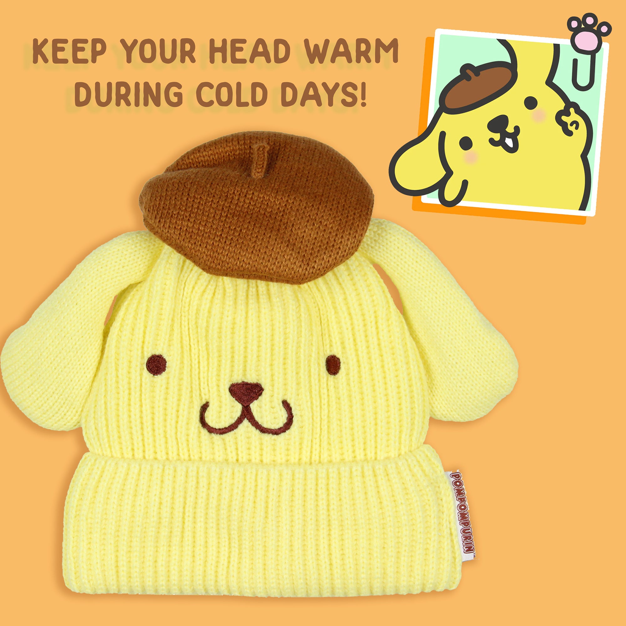 Sanrio Hello Kitty Adult Pompompurin Embroidered Character Cuffed