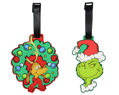 Dr. Seuss The Grinch Max and Grinch 2 Piece Set Rubber Luggage ID Tags - Seven Times Six