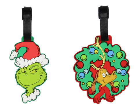 Dr. Seuss The Grinch Max and Grinch 2 Piece Set Rubber Luggage ID Tags