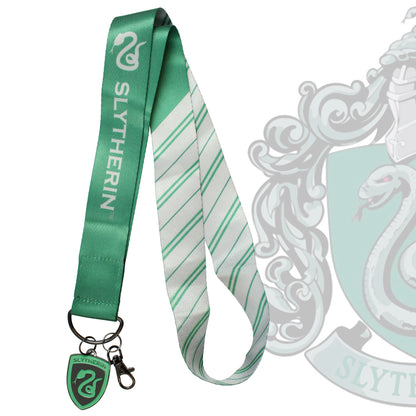 Harry Potter ID Lanyard With 2" Embossed Metal House Charm Pendant- Slytherin