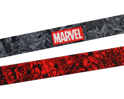 Marvel Lanyard ID Badge Holder And 2" Charm Pendant With Raised Script