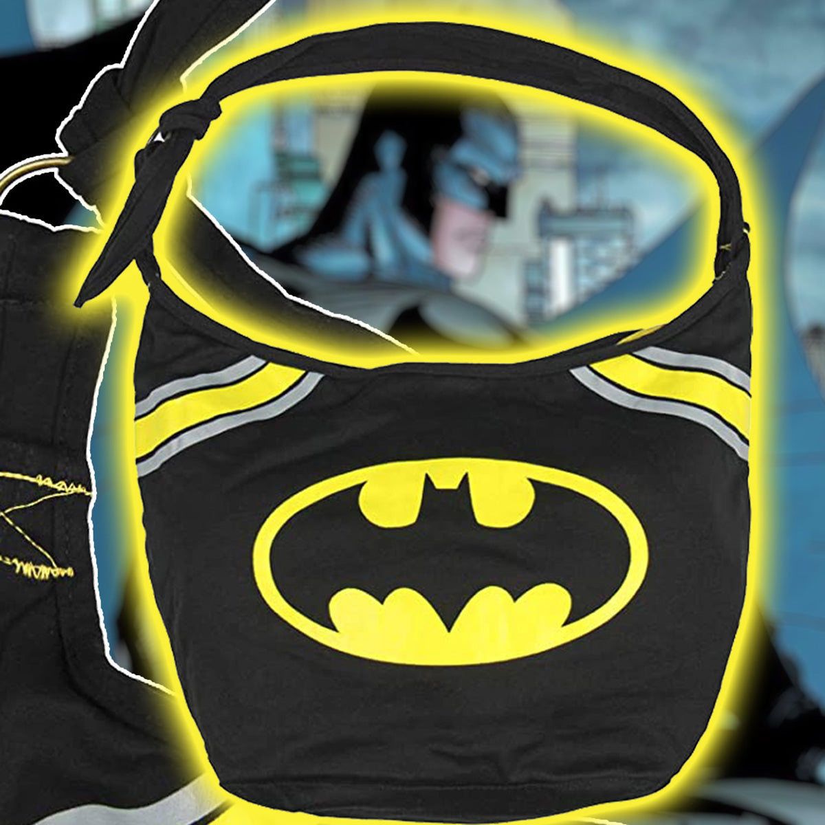 DC Comics Classic Batman Logo Junior's Hobo Bag Shoulder Purse