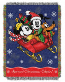 Disney's Mickey Mouse, "Sleigh Ride" Woven Tapestry Throw Blanket, 48" x 60", Multi Color