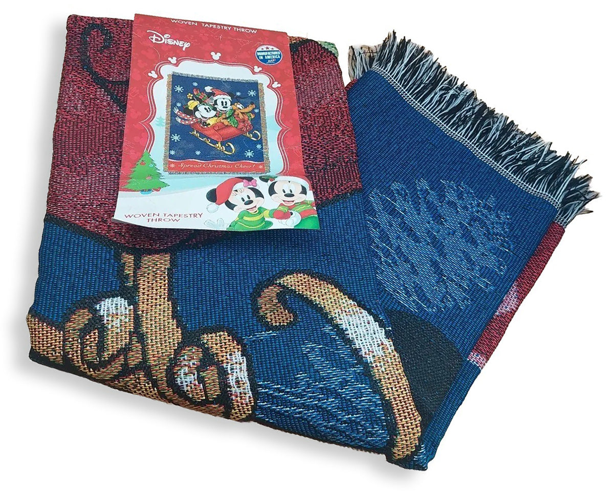 Disney's Mickey Mouse, "Sleigh Ride" Woven Tapestry Throw Blanket, 48" x 60", Multi Color