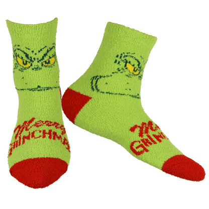 Dr. Seuss The Grinch Women's Merry Grinchmas 2-Pack Chenille Ankle Socks