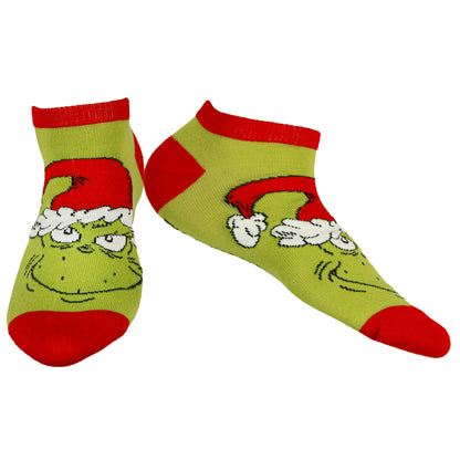 Dr. Seuss The Grinch Women's Festive Holiday 5-Pack Low Cut No-Show Socks