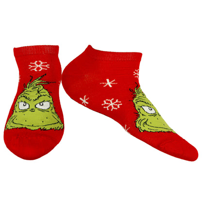 Dr. Seuss The Grinch Women's Festive Holiday 5-Pack Low Cut No-Show Socks