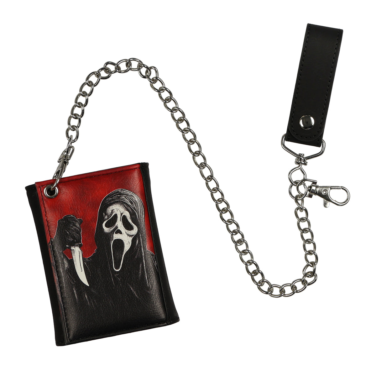 Ghostface Horror Club Tri-Fold Snap Chain Wallet With Loop Strap