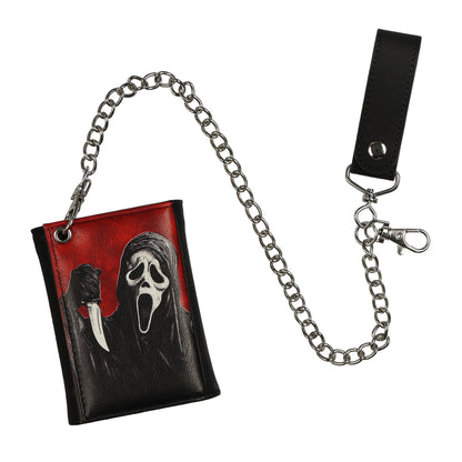 Ghostface Horror Club Tri-Fold Snap Chain Wallet With Loop Strap