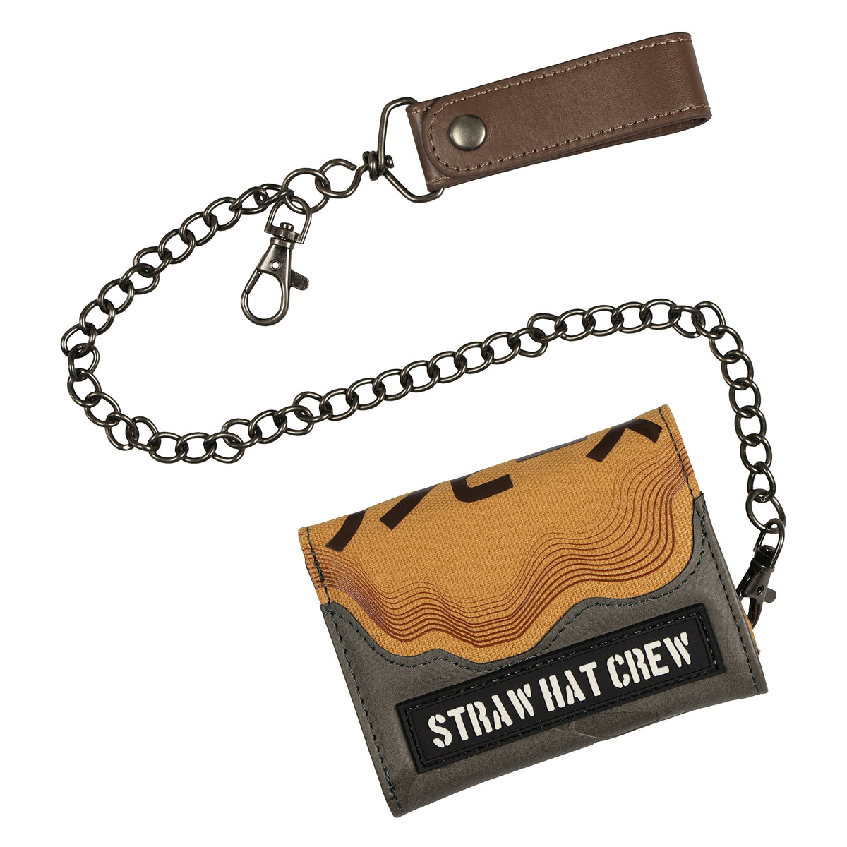 One Piece Straw Hat Crew Tri-Fold Snap Chain Wallet With Loop Strap