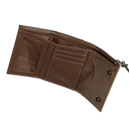 One Piece Tri-Fold Wallet Straw Hat Crew with Chain and Snap Belt Clip