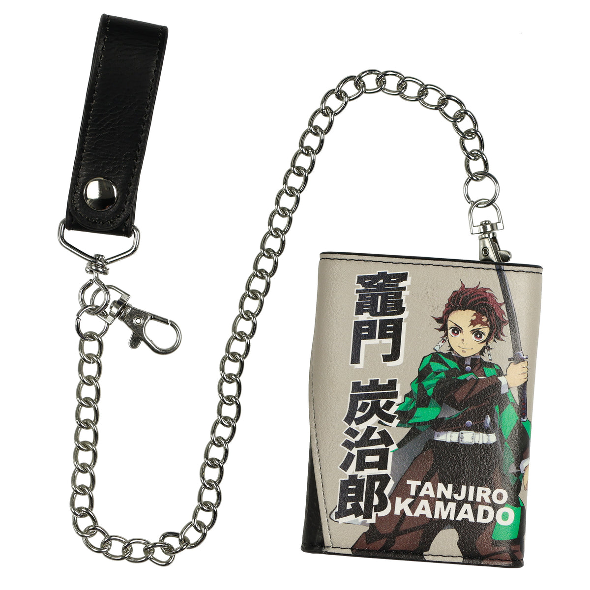 Demon Slayer Tanjiro Kamado Tri-Fold Snap Wallet with Chain and Loop Strap