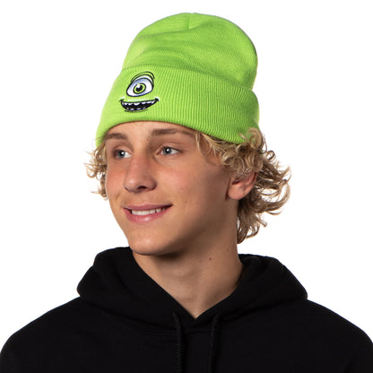 Neff Monsters Inc. Mike Wazowski Embroidered Face Fold Cuff Adult Beanie OSFM