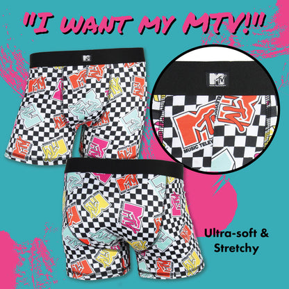MTV Men's Music Television Allover Logo Adult Boxer Briefs Underwear
