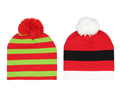 Festive Holiday Novelty Adult Light Up Knit Beanie Pom Pom Hat Cap OSFM