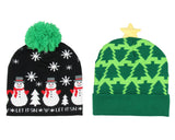 Festive Holiday Novelty Adult Light Up Knit Beanie Pom Pom Hat Cap OSFM