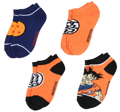 Dragon Ball Z Boys' Socks Goku Kame Symbols 4 Pairs Kids Ankle No Show Socks