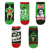 Elf Women's Socks Buddy The Elf Character Catchphrases 5-Pack Ankle Socks