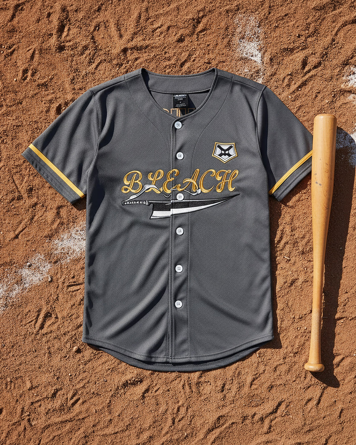 Bleach Baseball Jersey Men's Ichigo Anime Mesh Button Front Shirt