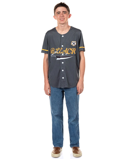 Bleach Baseball Jersey Men's Ichigo Anime Mesh Button Front Shirt