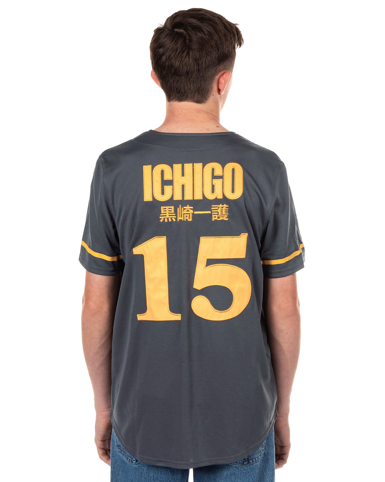 Bleach Baseball Jersey Men's Ichigo Anime Mesh Button Front Shirt