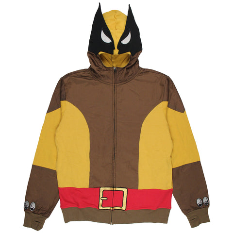 Marvel Men's Wolverine Full-Zip Mask Costume Long Sleeve Adult Hoodie