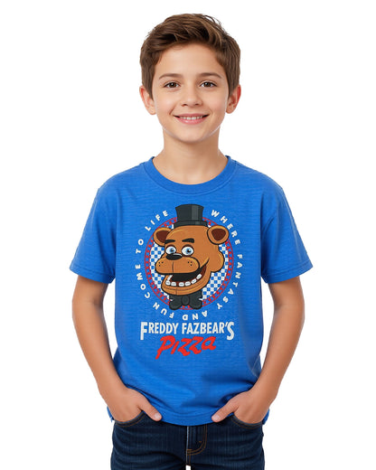 Five Nights At Freddy's T-Shirt Fantasy and Fun Pizza Boy's Tee (M)