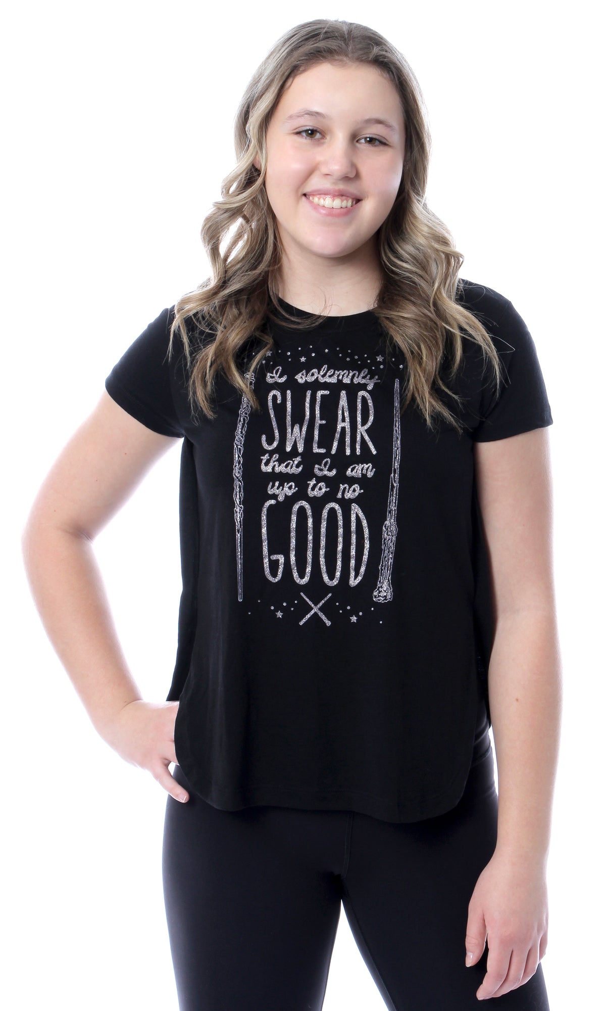 Harry Potter I Solemnly Swear Up To No Good Girls Glitter T-Shirt
