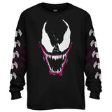 Marvel Comics Men's Venom Grin Graphic Adult Crewneck Long-Sleeve T-Shirt