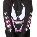 Marvel Comics Men's Venom Grin Graphic Adult Crewneck Long-Sleeve T-Shirt