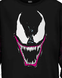 Marvel Comics Men's Venom Grin Graphic Adult Crewneck Long-Sleeve T-Shirt