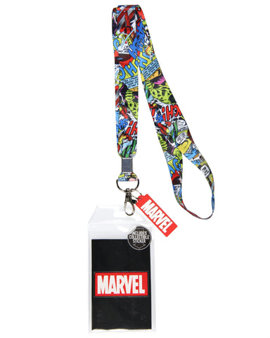 Bioworld Marvel Comic Book Graphic Lanyard ID Badge Holder And 2" Rubber Charm