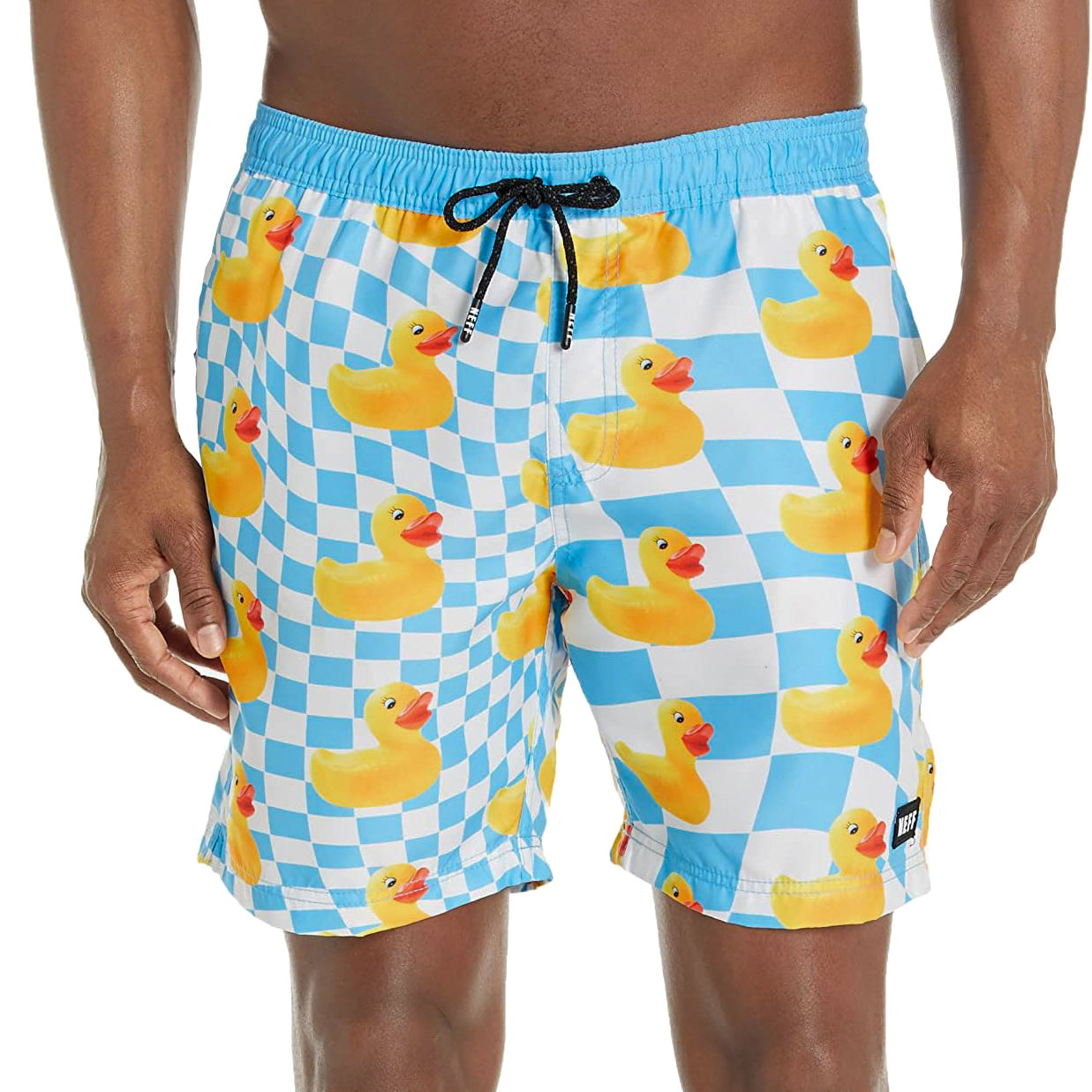 NEFF Men's Checkered Ducky Daily Hot Tub Board Shorts for Swimming (XL)