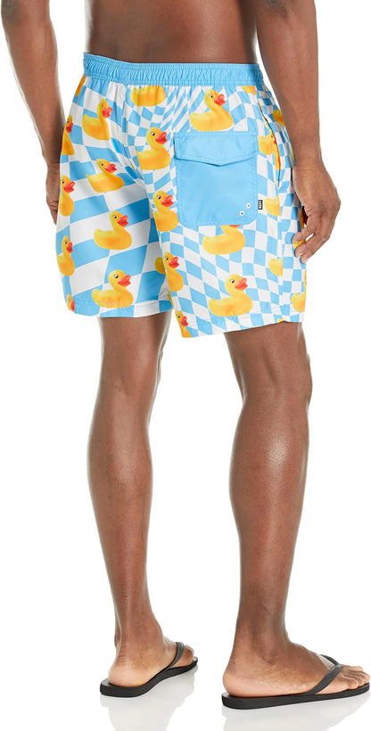 NEFF Men's Checkered Ducky Daily Hot Tub Board Shorts for Swimming (XL)