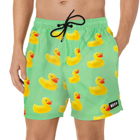 NEFF Men's Green Ducky Daily Hot Tub Board Shorts for Swimming (XXL)