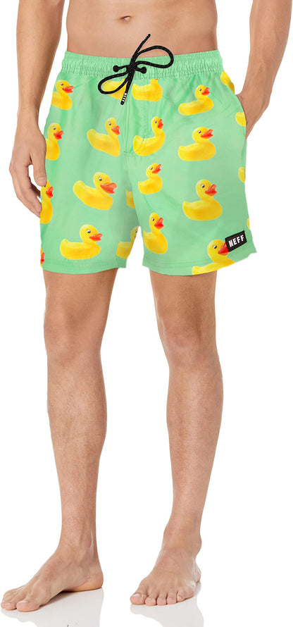 NEFF Men's Green Ducky Daily Hot Tub Board Shorts for Swimming (XXL)