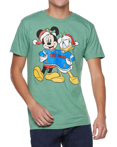 Disney Men's Mickey Mouse and Donald Duck Funny Christmas T-Shirt