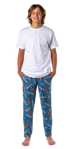 Naruto Shippuden Mens' Anime Cartoon Blue All Over Print Sleep Pajama Pants