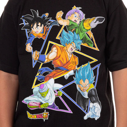 Dragon Ball Z Super Boys' Character Triangle Design Graphic Print T-Shirt