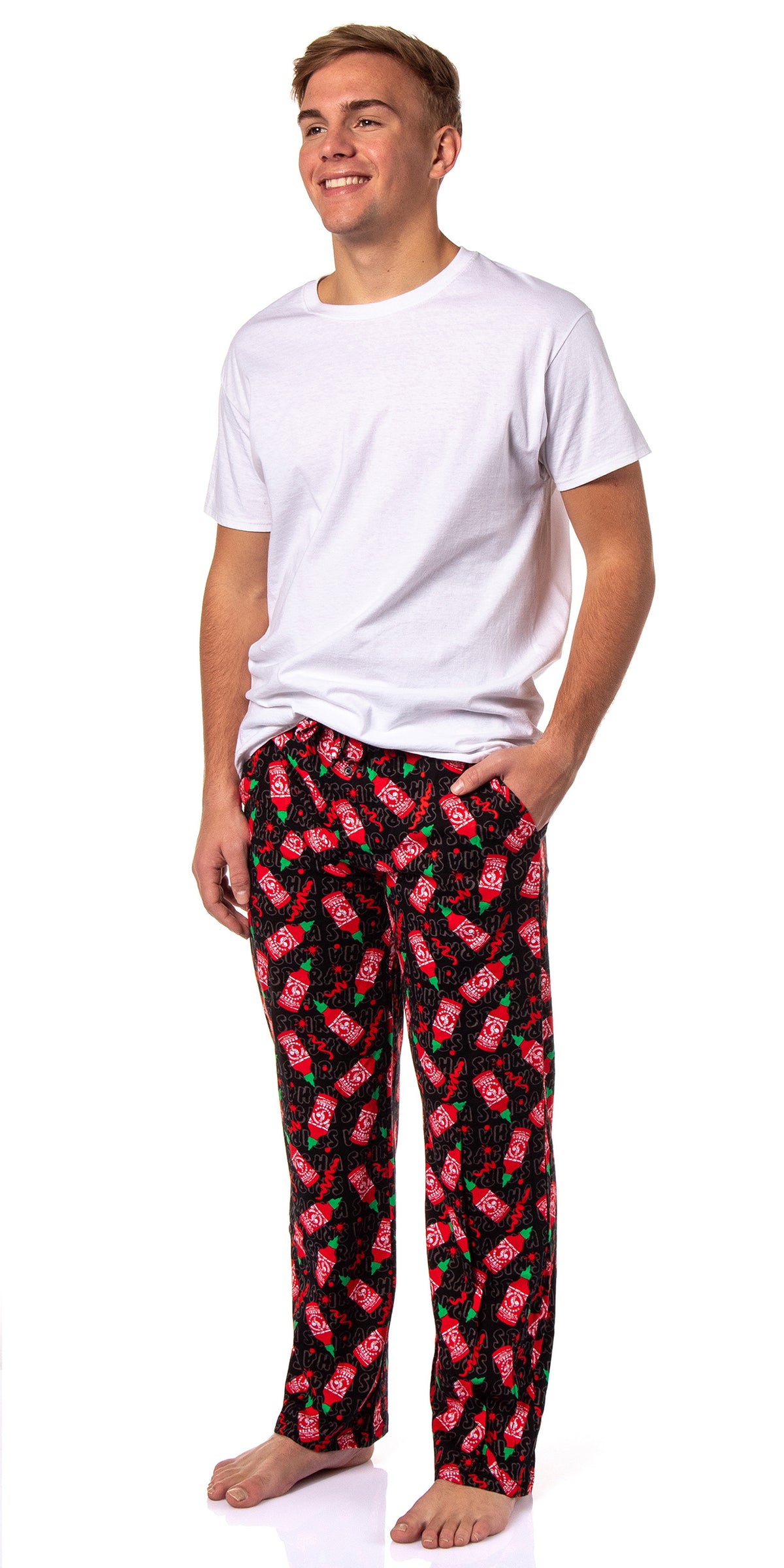 Sriracha Hot Sauce Men's Sriracha Bottle Splatter Pajama Lounge Pants