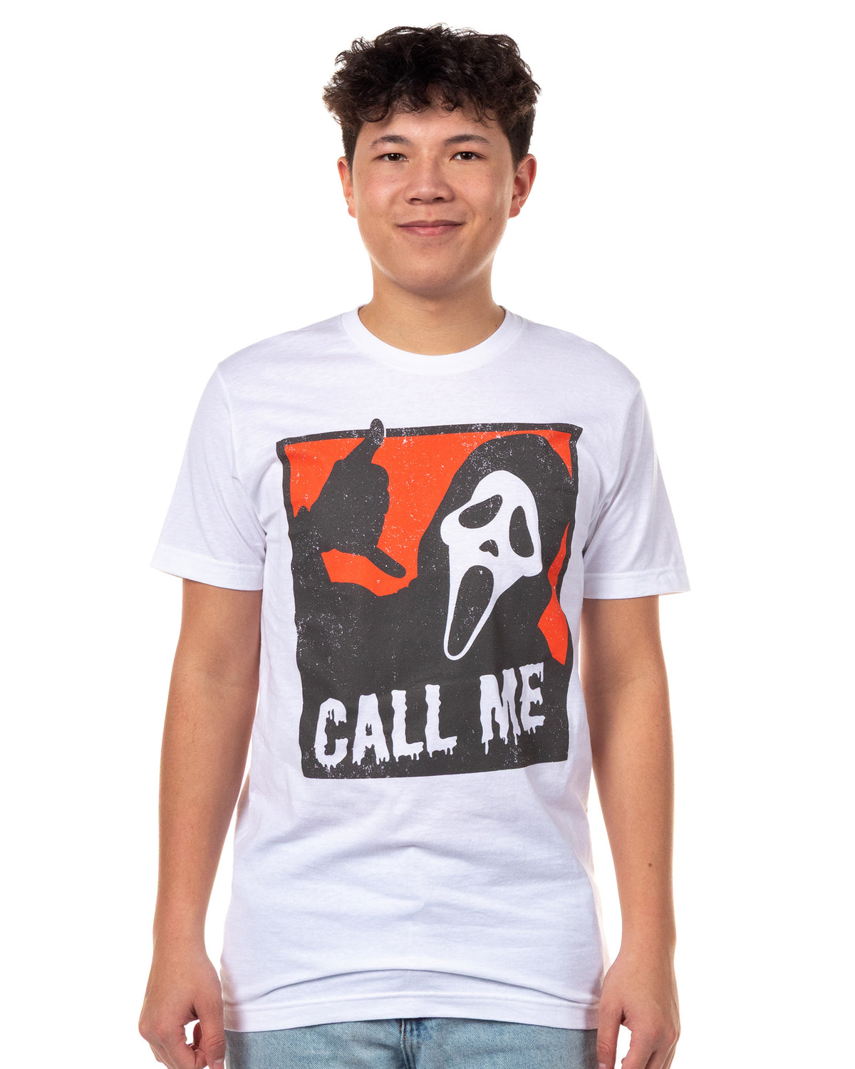 Ghostface Men's Call Me Hand Gesture Short Sleeve T-Shirt