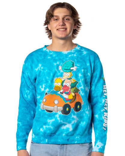 The Simpsons Men's Homer Krusty Sideshow Bob Tie Dye Pullover Sweatshirt