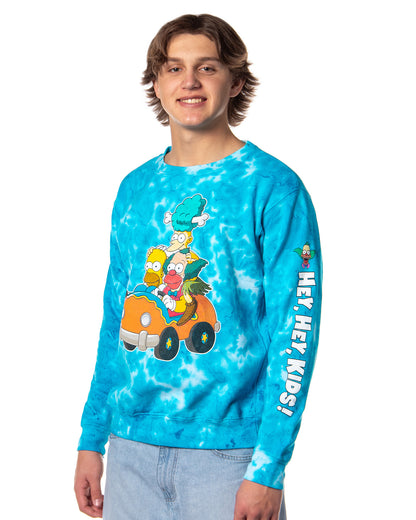 The Simpsons Men's Homer Krusty Sideshow Bob Tie Dye Pullover Sweatshirt