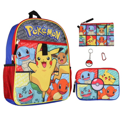 Pokemon 16" Backpack 5-Piece Set with Pencil Case and Keychain