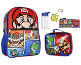 Super Mario 5-Piece 16" Backpack Set With Detachable Lunch Tote