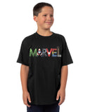 Marvel Boys' Superhero Inspired Block Letter Logo Design T-Shirt