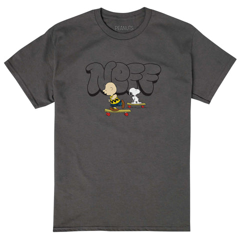 Neff Peanuts Men's Charlie Brown and Snoopy Skateboard Adventure T-Shirt (X-Large)