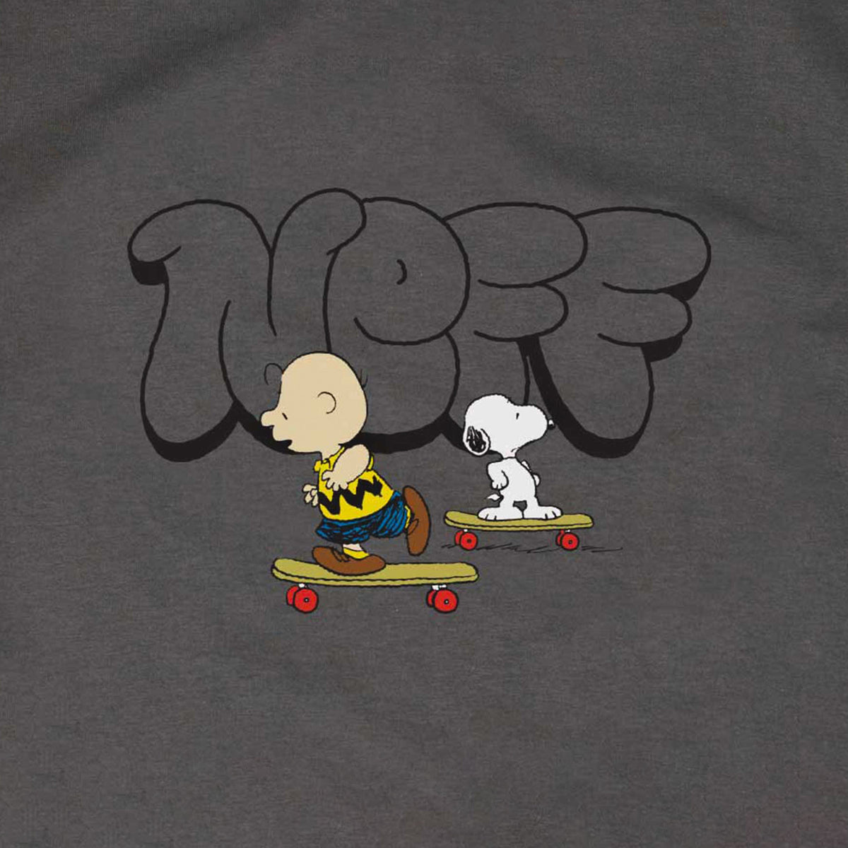 Neff Peanuts Men's Charlie Brown and Snoopy Skateboard Adventure T-Shirt